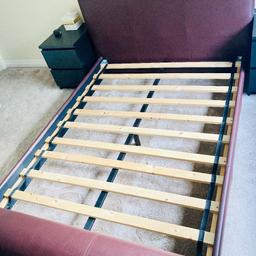 burgandy double bed with memory foam mattress. like new used a handful times. cover of the mattress has been washed tor hygiene reasons. need gone ASAP