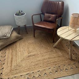 Square jute rug. Never used as the shape did not fit the space in the room. Bought from Van Hague garden centre for £120.
