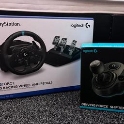 Logitech G923 Steering Wheel/Pedals + Shifter

Only used once, was put back in box after.
Comes with all original packaging. No damages/marks.
Works with Playstation and PC
Collection only!