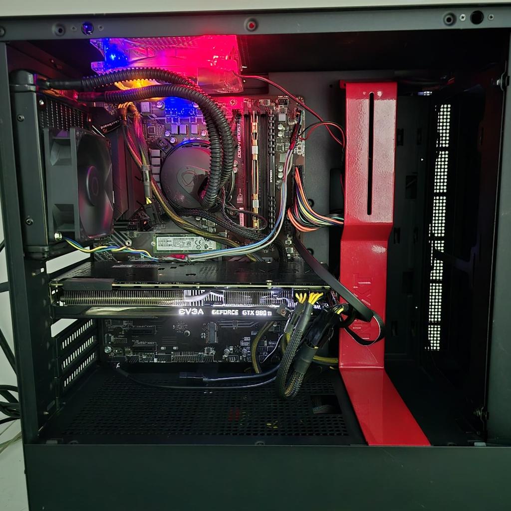 Selling my sons old gaming rig as he upgraded recently, cost over £900 when assembled 4+years ago. Very well Maintained like new condition

Nzxt 510 case
Msi Z390-A-Pro Motherboard. Latest Bios
INTEL I5 9400 CPU
EVGA Nvidia Gtx 980ti
DDR4 corsair vengeance 16gb Ram
600W Thermaltake semi modular PSU
256 Samsung nvme ssd
500gb hard drive
Asetek Water Cooler 120mm
WINDOWS 11 AND OFFICE 2021 INSTALLED.

Wiped and ready for a new owner. Installed Benchmark so you can test or see before you buy. Will run most games on 1080p at 60+ frames still.
450 ono considered..