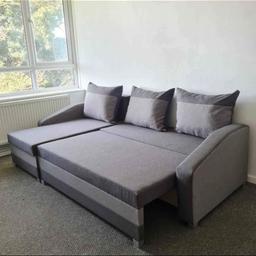 Excellent High Quality upholstry Corner Sofa Bed.

Advance built in mattress for extra comfort with double storage space. 

The chaise lounge can be placed LEFT or RIGHT easily.

Size of L shape: 245cm by 150cm

Size of bed: 200cm by 140cm. 

Can easily sleep 2 adults.

Comes in 3 pieces for easy transportation and to take through tight narrow space.

Contact me on my business whatsapp for more information 
(07404)(654449)