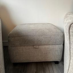Dfs 2 seater and 2 single chairs including storage footstool. comes with black feet. had around 3 years from new so there is a few marks but still in great condition. Silver/grey colour. £300 Ono