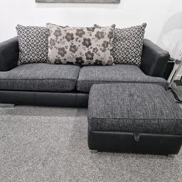 Welcome to my advert for my 4 piece suite which consists of

1 x 4 seater- 4 seater is approx 230cm width x 100cm depth
1 x 3 seater- 3 seater is approx 195cm width x 100cm depth 
1 x cuddler- 120cm circumference
1 x storage footstool - Stool is approx 70cm width x 60 depth

The suite comes with chrome feet. The cushions can be reorganised according to taste.
All in brilliant used condition.

PLEASE NOTE: THE ITEMS ARE COLLECTION ONLY.