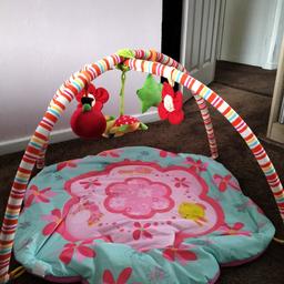 baby play gym with 5 removable toys. great for tummy time and sensory play