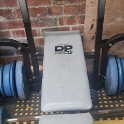 DP Weight bench with ove a 100kg of Weight's, mixture of cast iron and plastic weight's. Collection only.