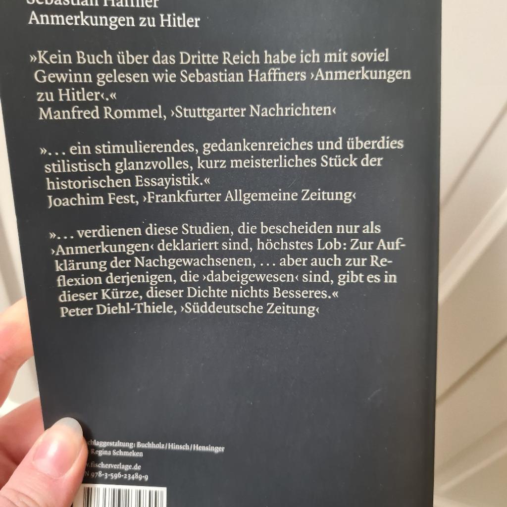 Anmerkungen zu Hitler
Sebastian Haffner
2013 Fischer Taschenbuch Verlag
192 Seiten

Vielleicht gefällt Ihnen noch etwas von meinen weiteren Anzeigen. Ich stelle gerne ein Paket zusammen.

Der Verkauf erfolgt unter Ausschluss jeglicher Gewährleistung.