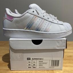 Adidas Super Star trainers
Child’s Size UK1
Brand new condition
Unwanted Xmas present

Collection prefer..
Will drop off if not to far..

Any questions please ask??

Thank you