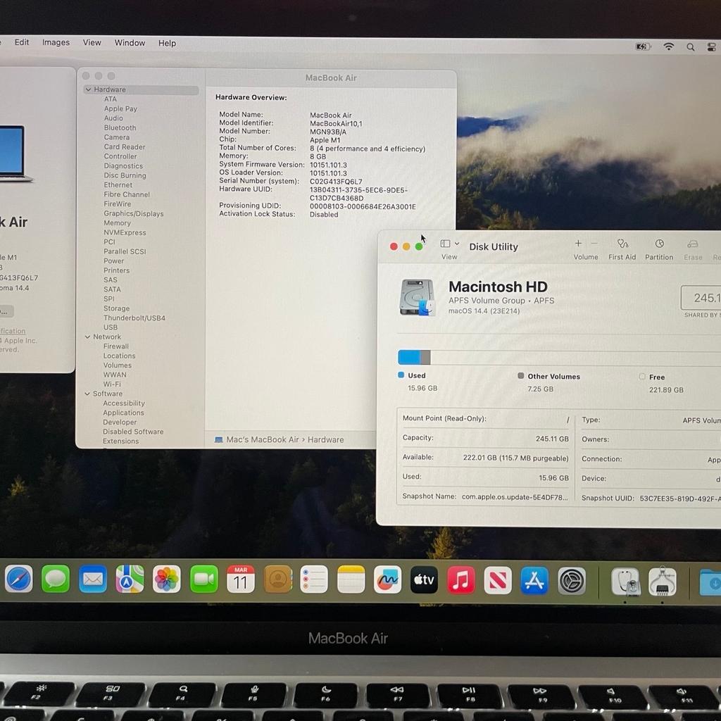Apple MacBook Air in great condition. Factory reset with Sonoma. Come with power adaptor but no box

Strictly collection only.
