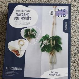 BRAND NEW UNOPENED

Make your own gorgeous Macrame Pot Holder

Everything you need is in the kit.

Great gift idea.

Darlaston Area. WS10

Clean and Smoke Free Home