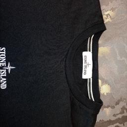 stone island archivio mens black T shirt L 42 inch chest in regular fit with white embroidered logo on the front and polyester microfibre winter 988 on the rear, short sleeve, certilogo verified as authentic, excellent condition