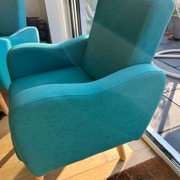 3 x Turquoise Arm Chairs with Oak Legs