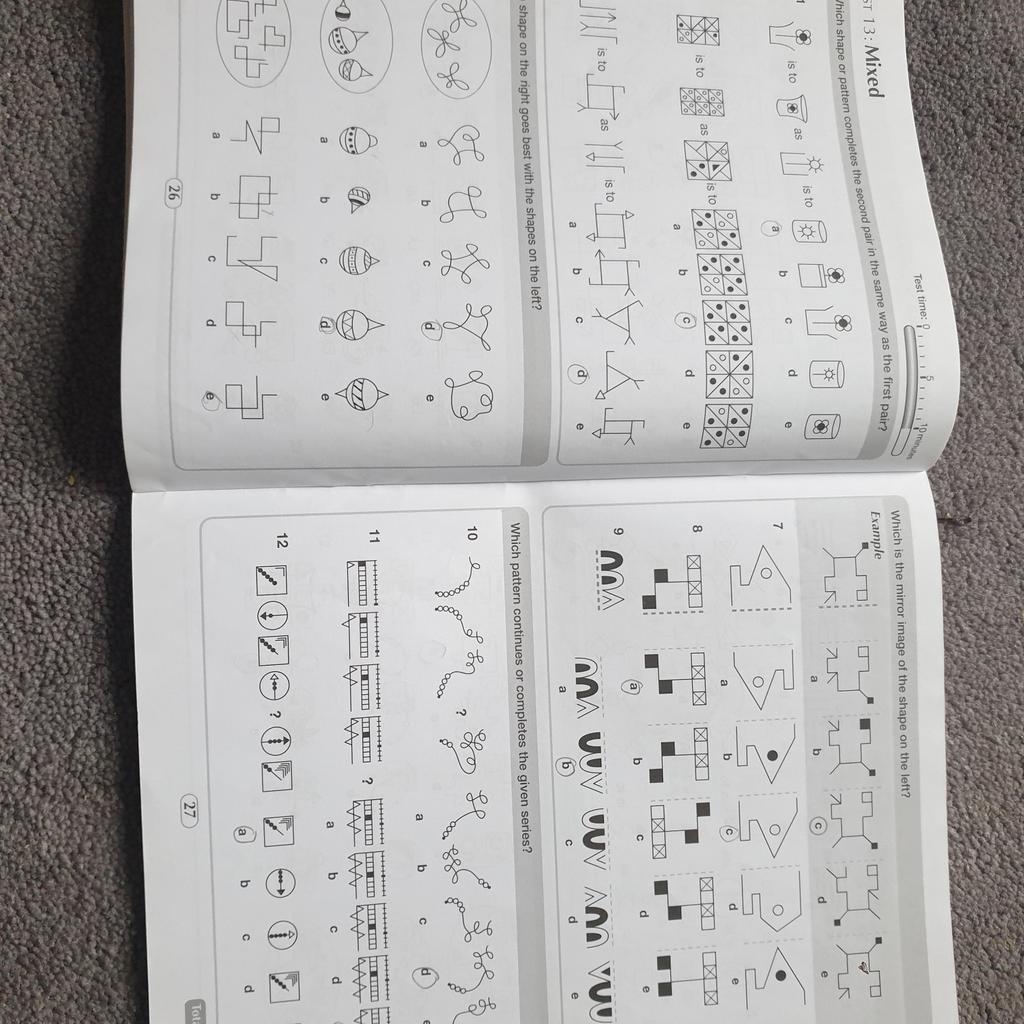 used but in good condition.
10-11years old non verbal reasoning 10minutes tests.
kindly note: some pages have pencil writing, some are as new. can rub it out or just cover the abcde answers.

*selling 11+ non verbal reasoning assessment papers book too, unused new. kindly see other listings. CAN POST TOGETHER.

*PET FREE SMOKE FREE HOME.
*thanks for viewing.