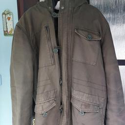 Parkes mens parka coat with hood and fur lining . Extremely warm and heavy coat . Very good condition from a smoke-free home