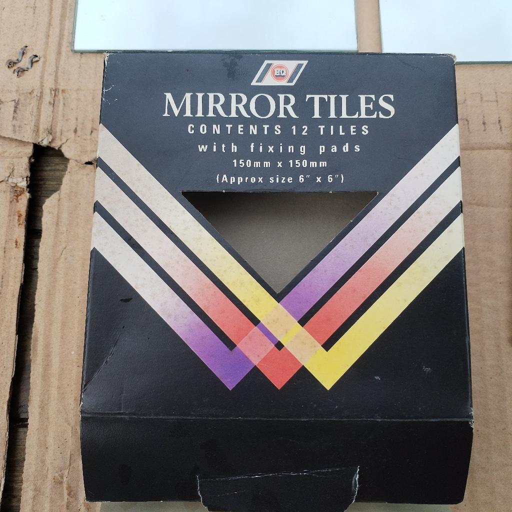 New mirror tiles 7 items 15 x 15 cm With double-sided tape for riveting. 3 Pound each. 21 Pound. Le39la Leicester