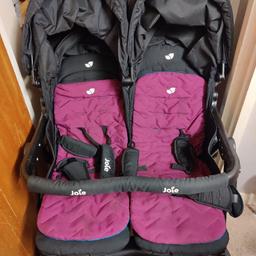 Joie twin buggy in good condition only a small torn to the tray basket underneath. the buggy works excellent and it's well kept I also have a raincover for it.