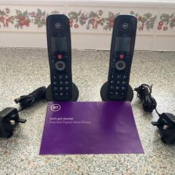 2 BT 'Essential' Digital Home Phones. MUST be used with a BT Hub internet router (no option to connect to standard phone socket). Both in excellent condition and each on has its own charger base with approx. 4m long power cable.  £10 each or both for £15.

Buyer to collect from NN6

Call Jane 07710 886801