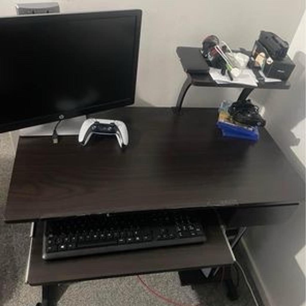 Work Desk for sale, comes with a sliding keyboard shelf & section for a computer tower. Slight peeling at the front which has been covered with tape other than that no issues. Collection only & open to offers

P.S (goes without saying)

Does not include monitor/PS5 etc. Just the desk