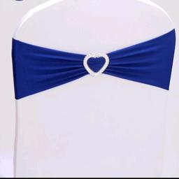 Royal blue chair sashes with diamond heart buckle,
 perfect to decorate the chairs on your wedding, birthday or anniversary.
Stock clearance 120 available at £1 each
check my other listings 