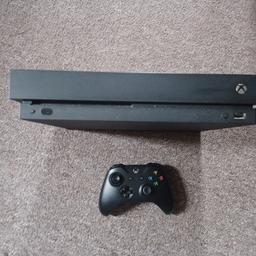 Xbox one X with one controller, leads and original box.