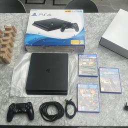 PlayStation 4 Slim 500 GB Like New Sony PS4 Slim 500 GB like new. Has got all of the wrapping included and has got all of the wires and boxes too. Controller is fully working and in fully working condition: all in amazing condition. Please get in touch if you are interested. Thanks