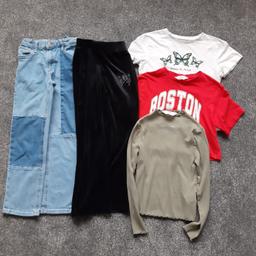 Age 8 high Street clothing
H&M, Primark
Straight leg jeans
Velour track pants
Long sleeved top
T-shirts x2
Shorts x2
come from a pet free and smoke free home