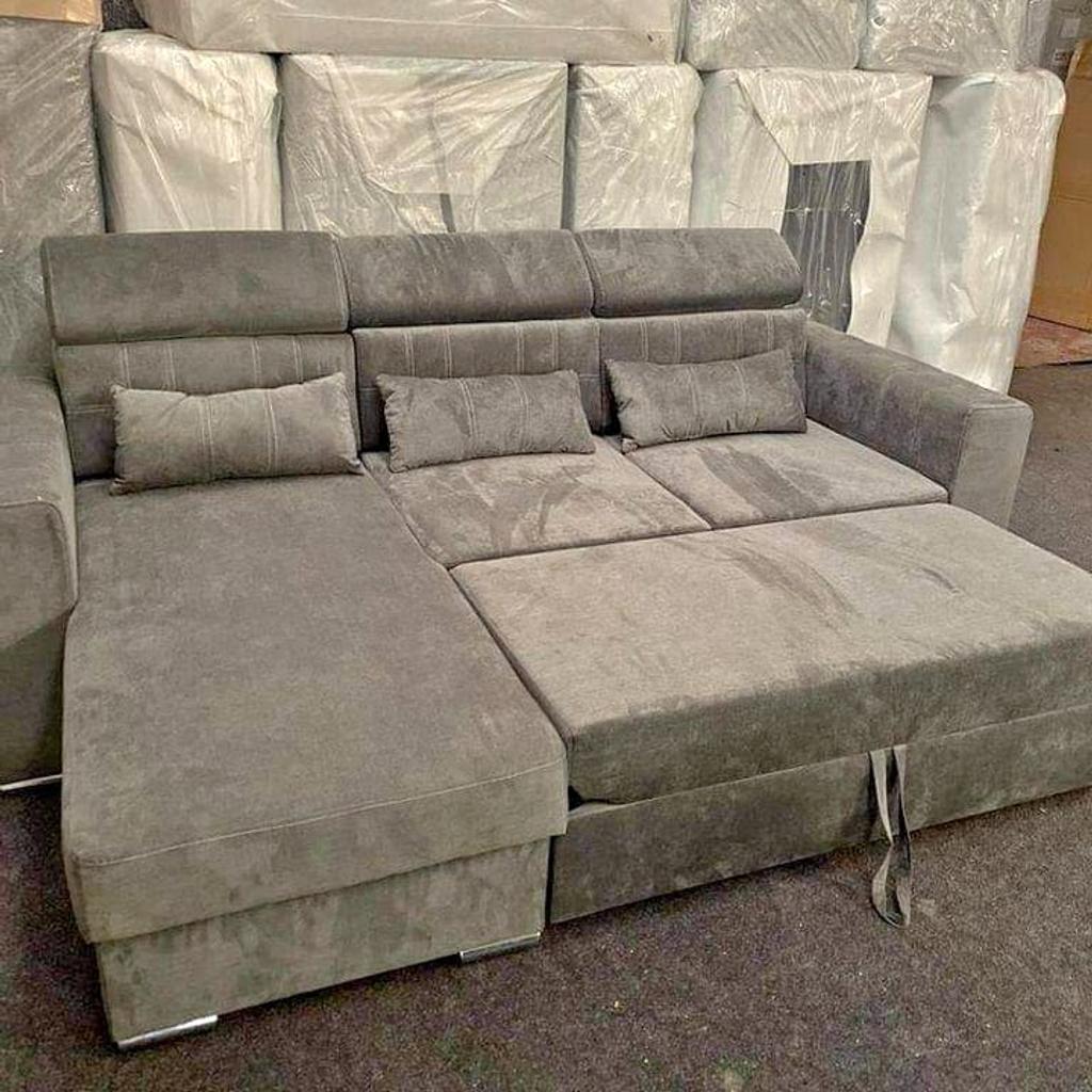 Brand new plush velvet Luca Sofa Bed

✅ Corner sofa bed with storage ( Right & Left Hand )

Color: Grey

Width: 254 cm × Depth: 173 cm × Height: 83-97 cm
Sleeping area:
Width: 134 cm × Length: 205 cm

Cash on delivery ( free home delivery all UK)

WhatsApp: +44775228660