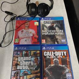 4 ps4 games see pictures for titles. plus headset,good working order.