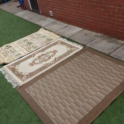 see photo wool rugs measure
160cmx 90cm £10
160cmx 80cm £10
165cm x 120cm Mat £5
will sell in any order pick up Barnsley S75 2NR