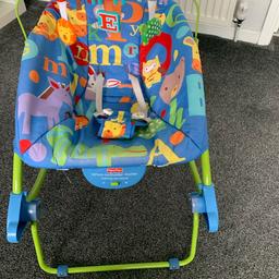 Fisher-Price rocker with battery operated carming vibrations in excellent condition and just been thoroughly cleaned ready to use