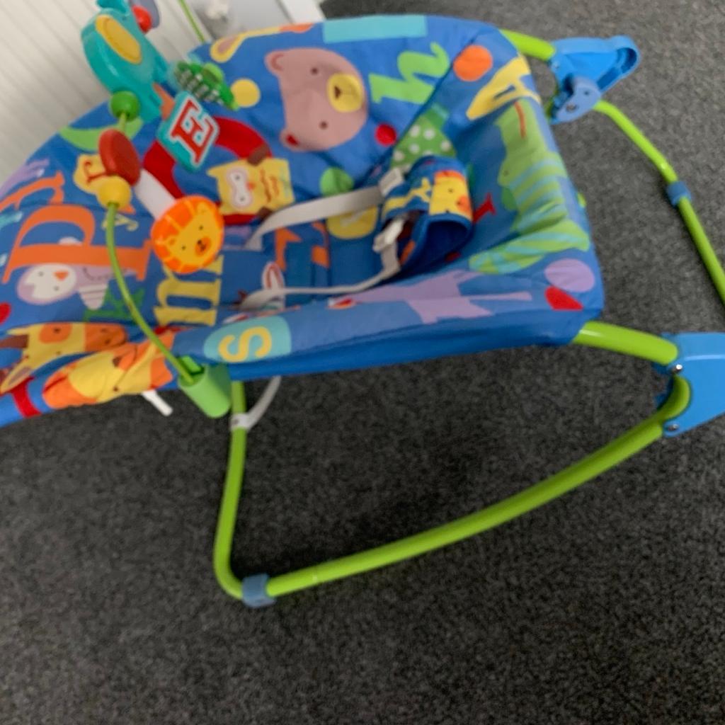 Fisher-Price rocker with battery operated carming vibrations in excellent condition and just been thoroughly cleaned ready to use