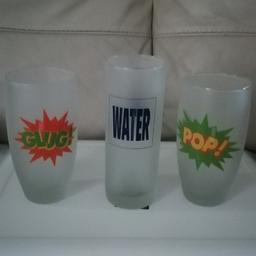 Fun  frosted glasses with splash detail . All three for £2.50 £1 on their own