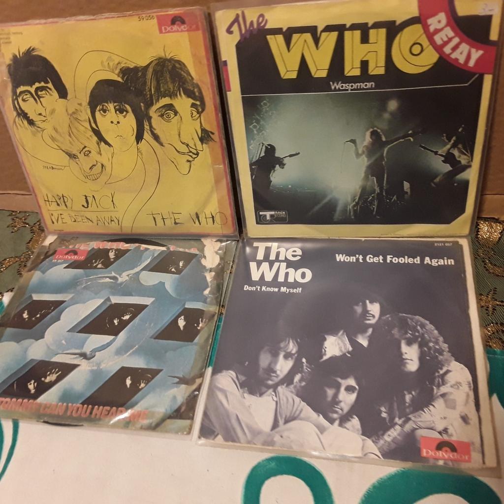 Verkaufe 4 Stk.Singl's Schallplatten von The Who
Die Schallplatten sind meist in gutem bis sehr guten Zustand,
die Cover von gut bis mit Gebrauchsspuren
(Beschriftung, Einrisse usw.).
Siehe Bilder