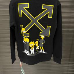 Off white x Simpsons sweatshirt with all relevant tags and labels/DM for sizes/Next day Delivery with Royal Mail first class tracked and signed. Have only a Small and XXL but they are fitted so more like XS and XL.