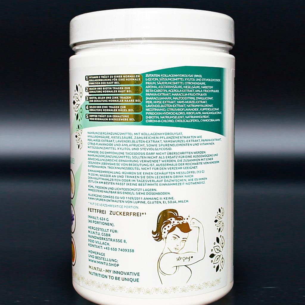 624G (48 Portionen)

Dein Schönheitsdrink mit Naturstoffen, Vitaminen & Spurenelementen! Für:

 - Kollagenbildung (Vitamin C)
 - Haut (Niacin & Biotin )
 - Haare (Biotin, Selen & Zink)
 - Nägel (Selen & Zink)
 - Bindegewebe (Kupfer)
 - Gelenke (Kollagen)

 +Traumhafter Maracujageschmack
 +500mg Kollagenhydrolysat pro Portion
 +Ohne Farbstoffe
 +Ohne bedenkliche Süssstoffe
 +Mit natürlichen Vitamin C aus der Acerola- Kirsche
 +Ohne normalen Zucker (Nur Isomaltulose)
 +Passt in jegliche Drinks (Super Erfrischungsgetränk)

Mehr Fitness Produkte auf unserem Shpock Profil