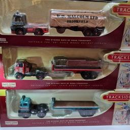 4 Various Trackside 1:76/00 Trucks £12.00 each
Pre-loved in excellent condition, boxes may show signs of storage wear etc 
All come with Certificates 

Pollocks Foden S1 flatbed trailer

London Brick Company AEC Mammouth with flatbed Brick load

WH Malcolm Foden S21 sheeted trailer

Masons Removals Guy Pantechnican

Price plus postage if needed 
£12.00 Each