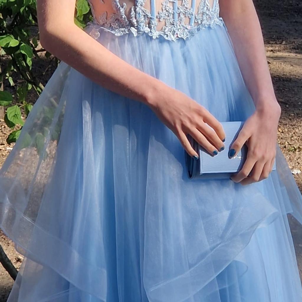light blue prom dress worn once size ,32 bust