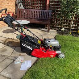 Cobra self-propelled rear roller lawnmower with electric start like new. only used twice last year while my order was being repaired selling as I do not need two mower’s.but I need the space. This was bought in August last year