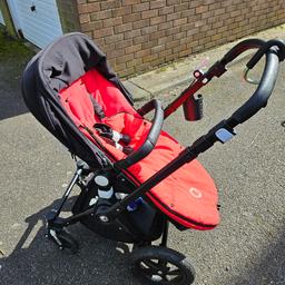 3 way pushchair. Use for about 6 months, I will give it a good clean has the car seat and adaptors, raincover, drink slot, convertible seat, red foot muff. Happy to deliever if not to far