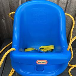 Little Tikes High-Back Toddler Swing - With Adjustable Safety Seat Belt & Locking T-Bar

Used condition 
No offers 
Cash on collection from IG8 8DU 

LOCKING T-BAR FOR SAFETY - The locking t-bar ensures that little ones can enjoy the excitement of the park, while you remain confident their safety is put first; Ages 9 Months to 3 Years
PRE-ASSEMBLED - Made from heavy-duty hardware and weather-resistant rope for complete safety; with an adjustable seat belt, wide seat, and leg openings for easy access
INCLUDES - One swing seat; wooden frame is not part of this set
MAXIMUM COMFORT FOR TODDLERS - This high-backed swing seat, designed especially for babies of nine months and older; features an adjustable belt and tall sides for maximum comfort
NO ASSEMBLY REQUIRED - Attaches to an existing swing set. Weight (kg): 2.5; Height (cm): 43; Width (cm): 42; Depth (cm): 38