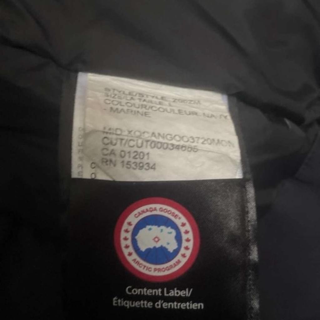 Canada Goose Langford Parka Navy - Large Mens. Had this jacket for a couple of years but no real wear and tear apart from a little bit on the velcro which you can see in the pictures. 100% authentic and the original price is £1,295 for a new one. I have no receipt or box but you are welcome to come and see the jacket and check for authenticity as you wish. Message me for more details.