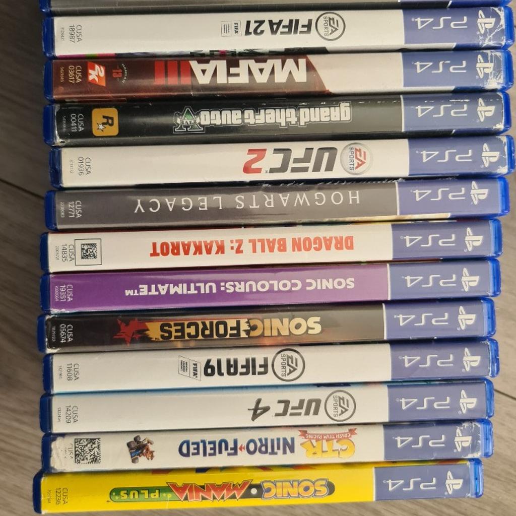 For Sale my PS4 Slim in Black 500GB, comes with 2 controllers and 16 Games. The game are:
SONIC MANIA PLUS
CTR NITRO FUELED
UF4
FIFA 19
SONIC FORCES
SONIC COLOURS ULTIMATE
DRAGON BALL Z KAKAROT
HOGWARTHS LEGACY HARRY POTTER
UFC 2
GRAND THEFT AUTO 5
MAFIA 3
FIFA 21
SONIC ORIGINS PLUS
RED DEAD REDEMPTION 2
CALL OF DUTY MODERN WARFARE
HITMAN 2

Based in Birmingham, priced to sell with Games. £180 or nearest offer. I can deliver locally
