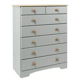 🔹️Nordic Grey & Pine 5+2 Drawer Chest

🔹️New, flat pack

🔹️Size H105, W84, D40cm.

🔹️7 drawers with metal runners