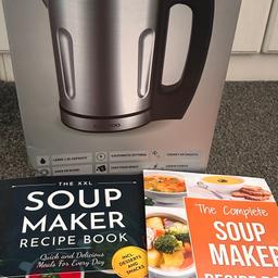 Purchased last year but never used, comes with two soup maker recipe books
