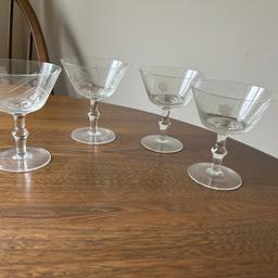 Set of 6 glasses with beautiful decoration. Although images show 4 glasses I actually found another 2 afterwards. A couple of these were used years ago but very rarely. Have been sat in a display cabinet for ages. One glass has a tiny chip on the rim but barely noticeable (see image).