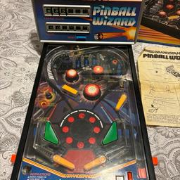 Vintage 1983 Grandstand pinball wizard machine comes with box, original instructions and AC adaptor. Well looked after and in working condition. 
Collection only L13