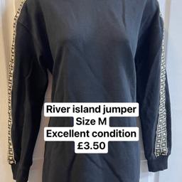 River island jumper Size M Excellent condition Black Sleeves With Rhinestones
