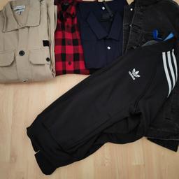 Bundle mens/Teens shirt /jackets size S 1x shirt from another influence worn only once beige. 1x red black check shirt new look S 1x navy shirt new with tags Asos. 1x black denim jacket Asos all in great all genuine authentic great condition only asking 15.00 for the bundle that's worth just one of the shirts will seperate at 8.00 each  from smoke and pet free home collection from Glascote b77