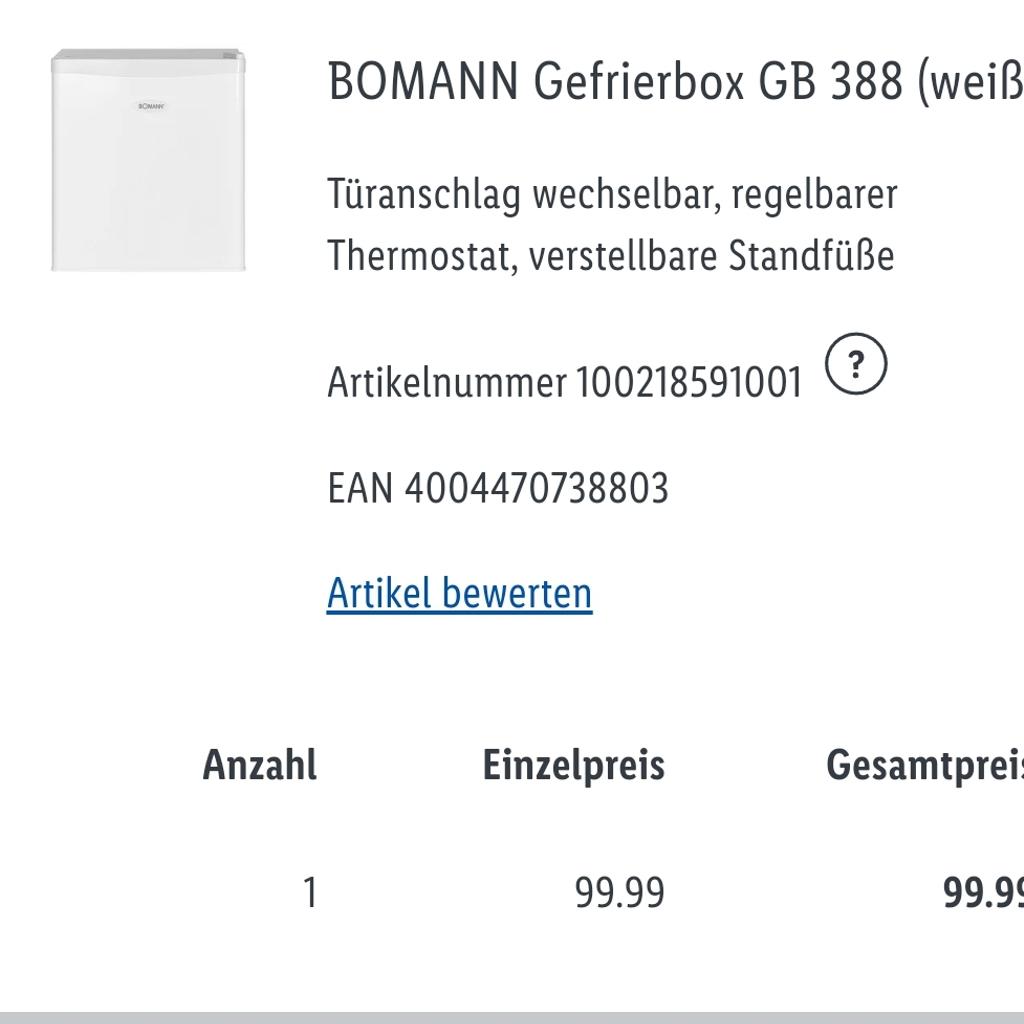 Bomann Gefrierbox GB 388