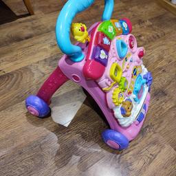 First steps baby walker with removable play tray. Good used condition
Sounds and lights work fine.
Please check my other baby/toddler items for sale at bargain prices.
