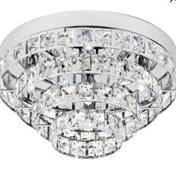 Pair of chrome, dimmable Crystal flush mounted lights. Excellent condition. Only selling as renovating.